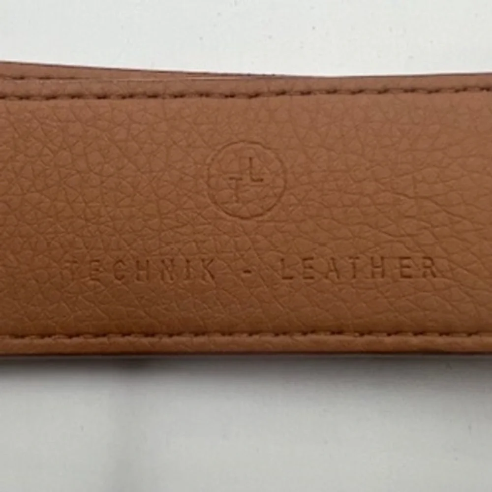 Von Holzhausen Mens Technik-Leather Belt Tan Brown Black Plaque‎ Buckle Size L